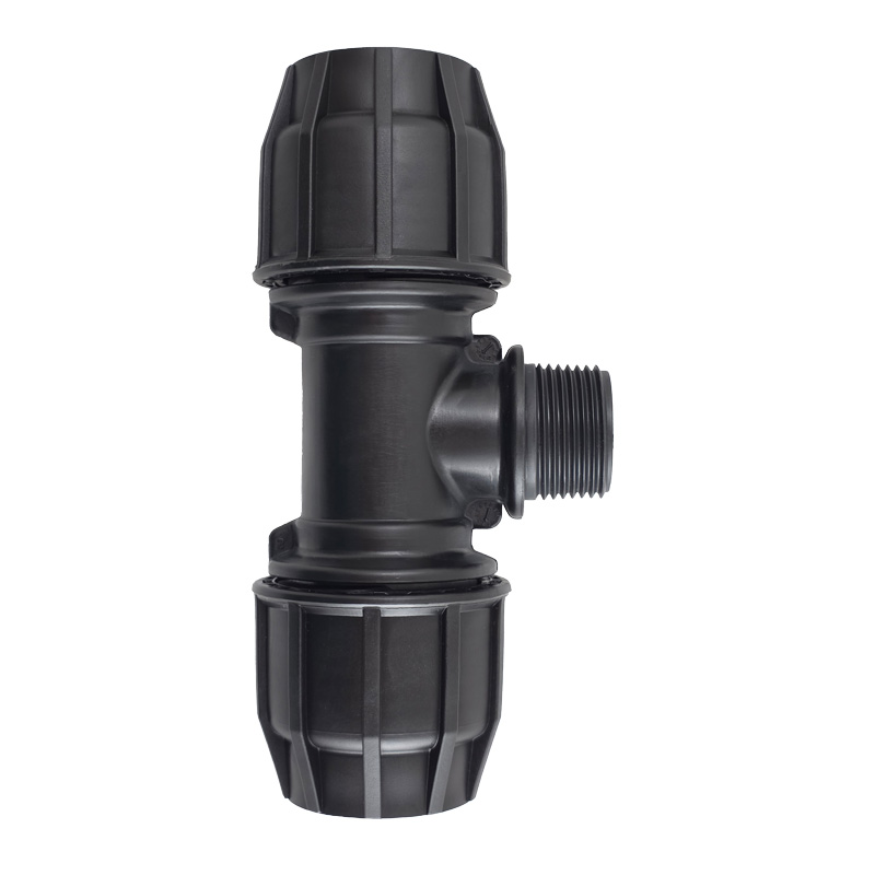 Male-Tee-Compression-Fitting-Straight-Black